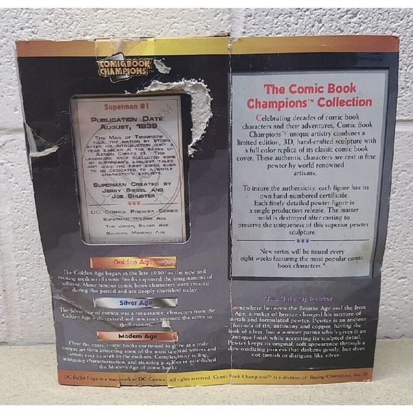 1997 Comic Book Champions Fine Pewter Golden Age 1939 Superman Figure - Picture 7 of 9